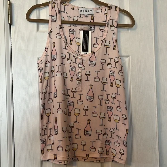 NWT cozy sleeveless cottonn jamies sz M Pink - Picture 4 of 5